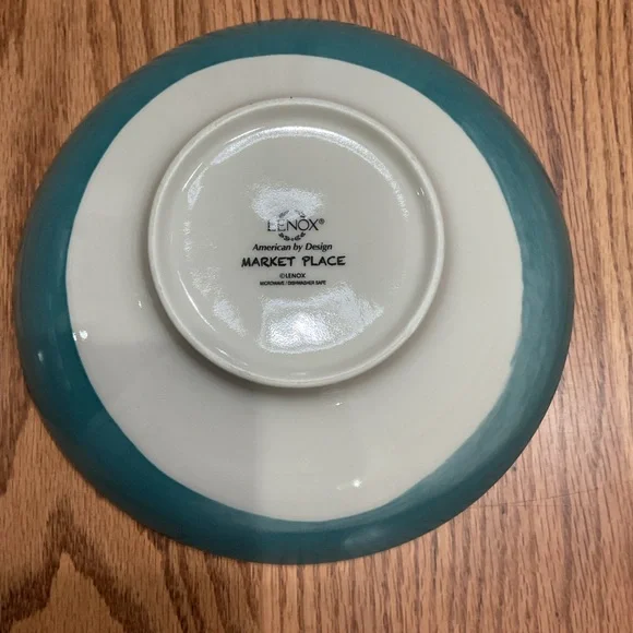 Lenox Marketplace Teal and White Decorative Bowl fine china - Picture 3 of 5